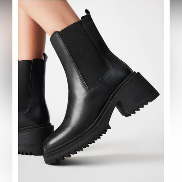 Steve Madden Garth black leather platform boot size 9 - Picture 1 of 6